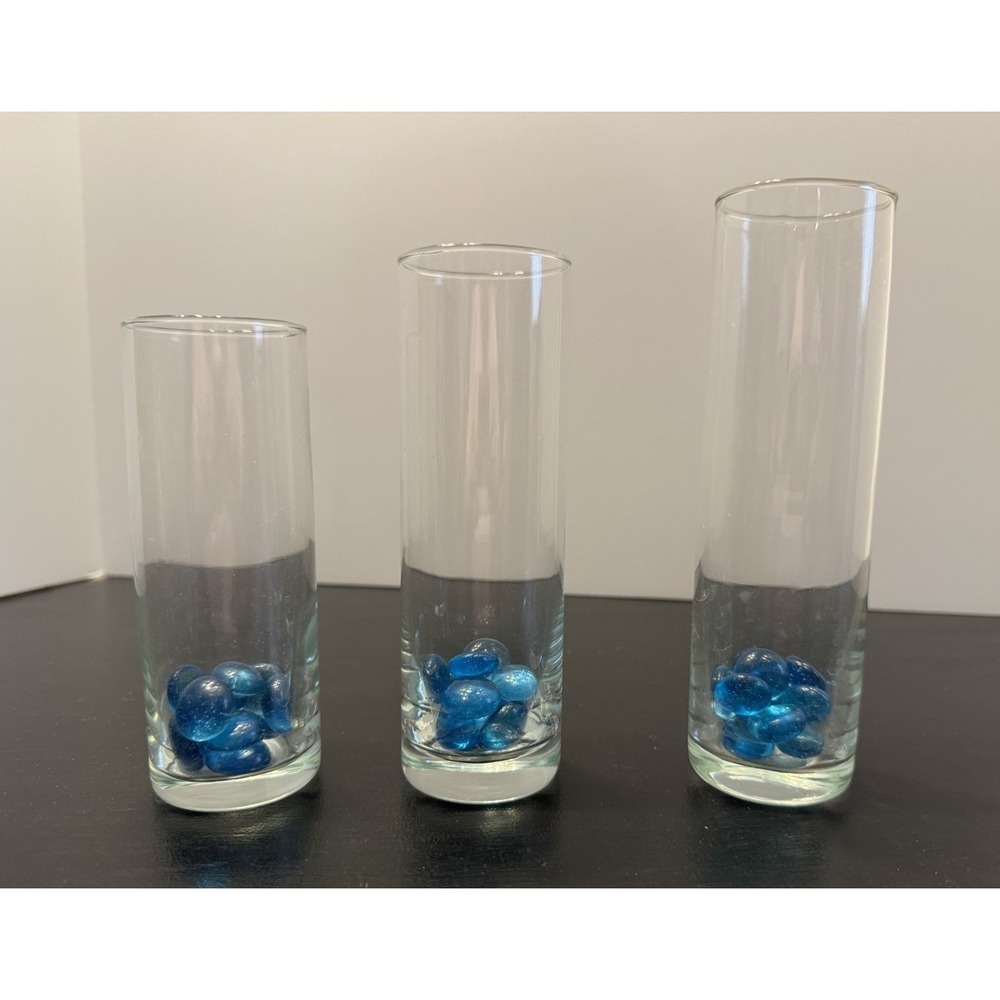 Vintage Hallmark 3 Tier Floating Candle Set with Blue Glass Beads - New